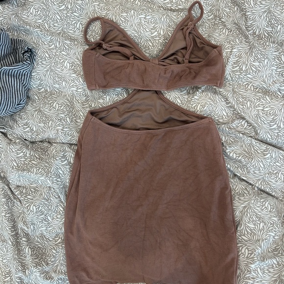 Brown Cut-Out Mini Dress - Picture 4 of 5